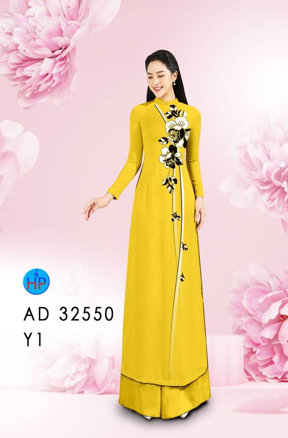 Vải Áo Dài Hoa In 3D AD 32550 11